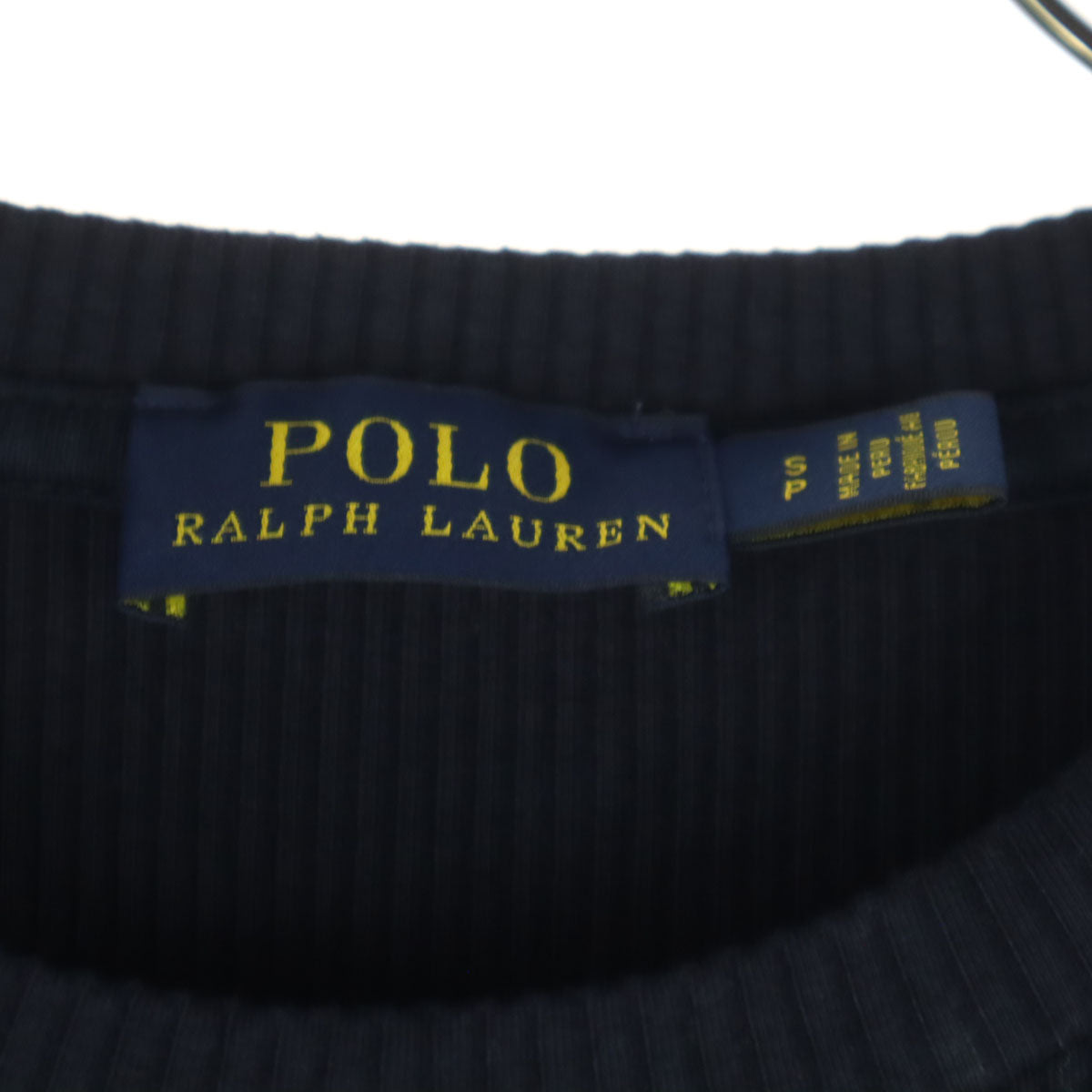 美品 POLO ポロ ノースリーブ ニット ミニワンピース S ネイビー 肩パッチ レディース