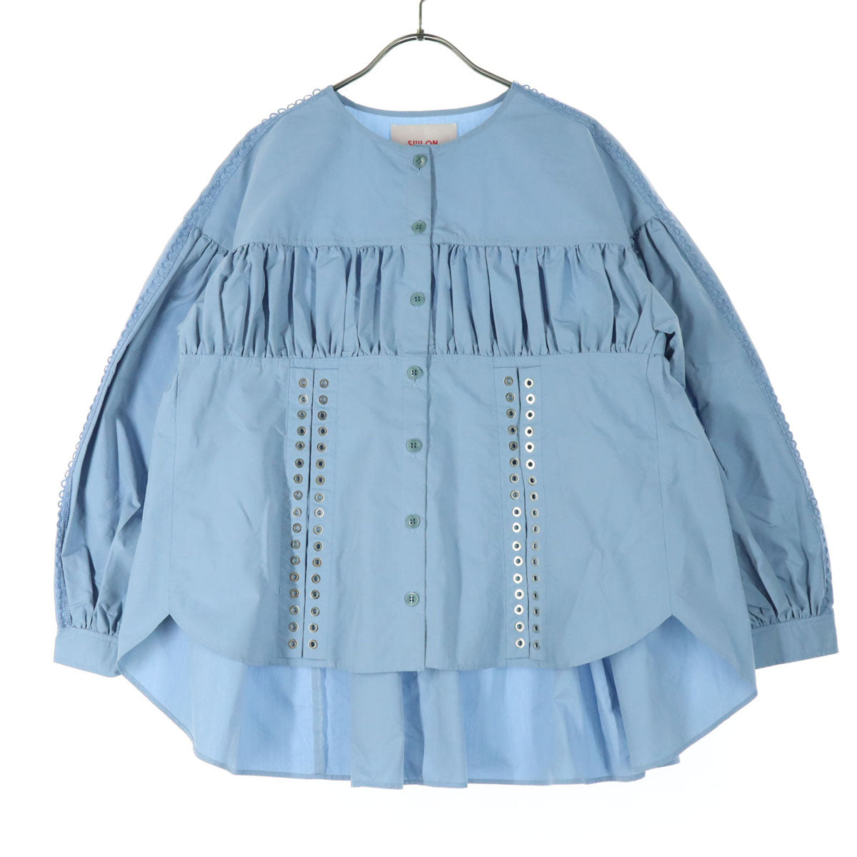 美品 SIIILON シーロン 21AW 日本製 長袖 ブラウス F ブルー SLAW21B01 レディース