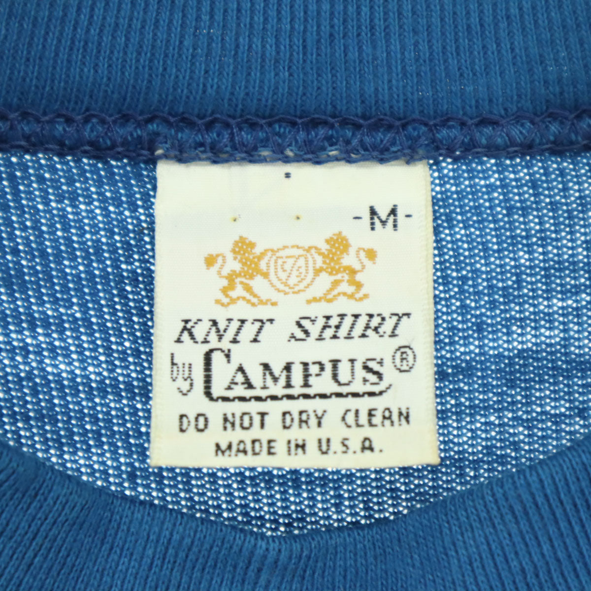 CAMPUS キャンパス 60s 70s ヴィンテージ USA製 アーガイル柄 長袖 ニット M ブルー系 メンズ