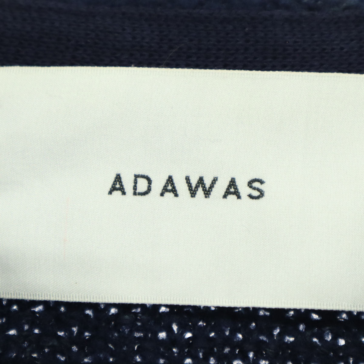 美品 ADAWAS アダワス 長袖 ツイードジャケット FREE ネイビー レディース