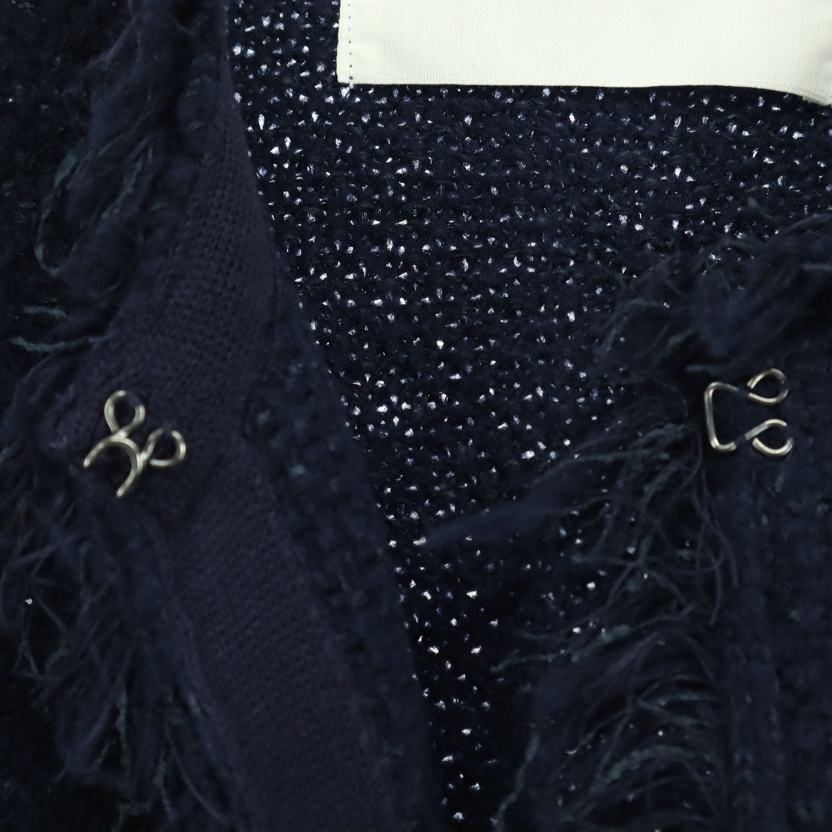 美品 ADAWAS アダワス 長袖 ツイードジャケット FREE ネイビー レディース