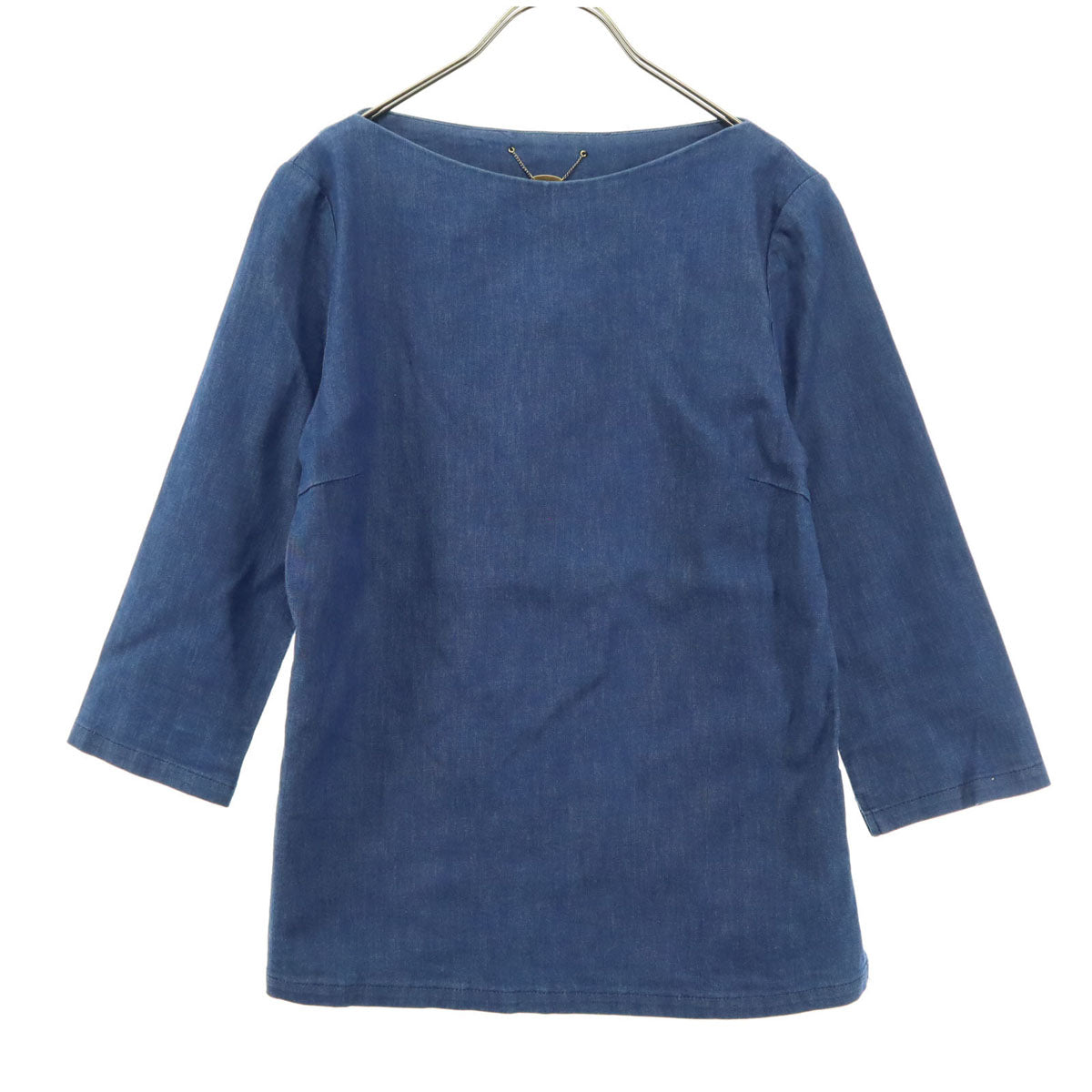 美品 Lisiere リジエール 日本製 7分袖 カットソー 36 ブルー レディース