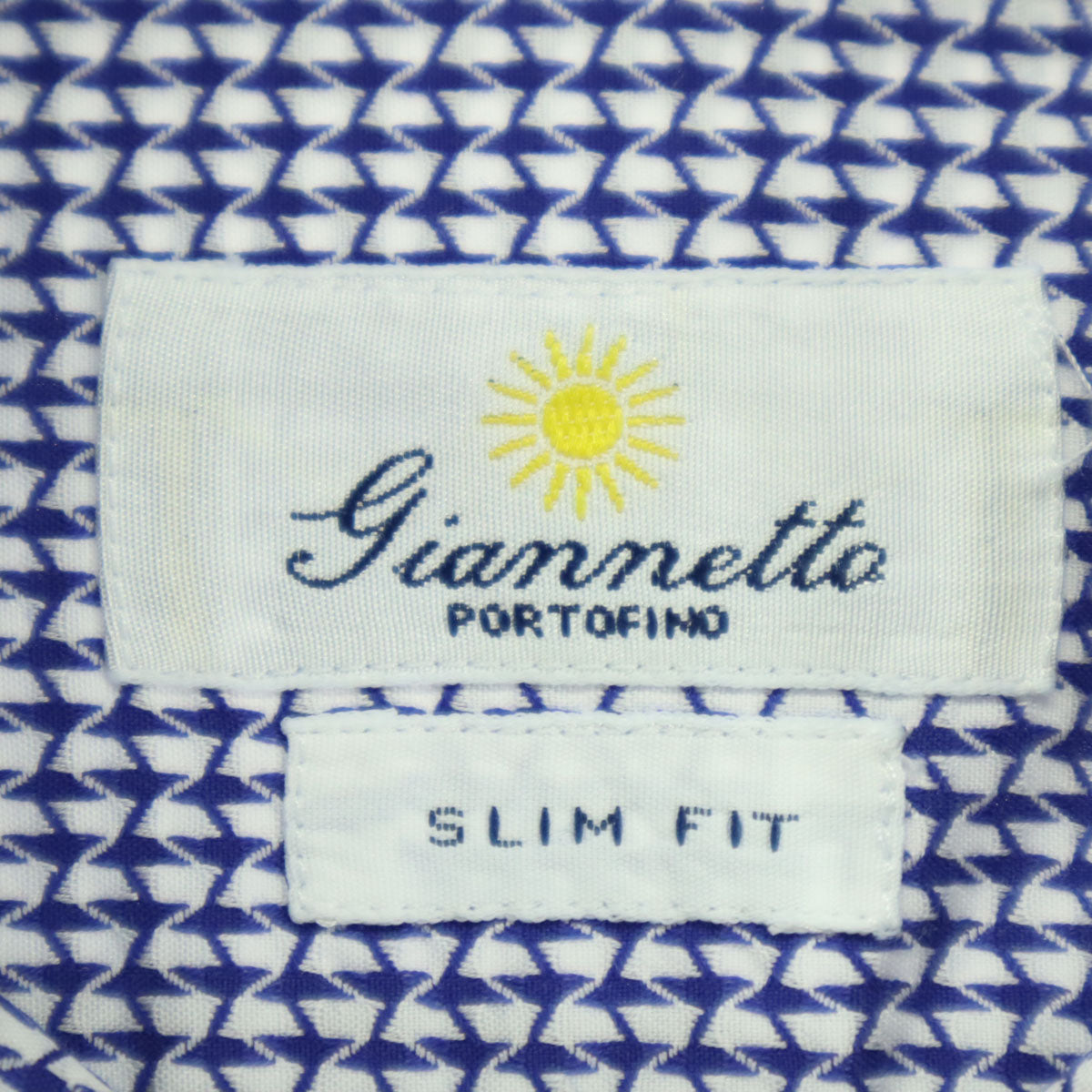 美品 giannetta ジャンネット 総柄 長袖 コットンシャツ S ブルー メンズ