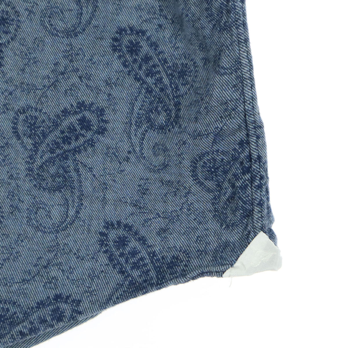 美品 Finamore フィナモレ イタリア製 総柄 長袖 コットンシャツ ブルー メンズ