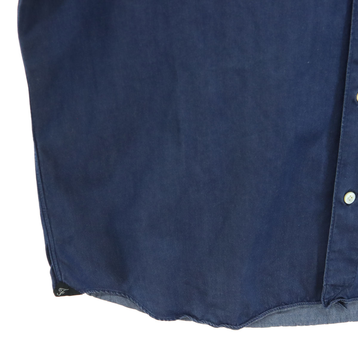 美品 Finamore フィナモレ 長袖 デニムシャツ ブルー メンズ