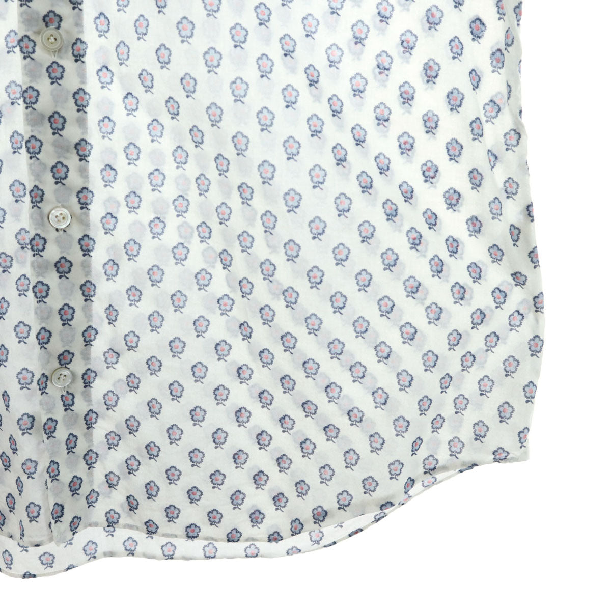 Finamore フィナモレ 花柄 長袖 コットンシャツ ホワイト メンズ