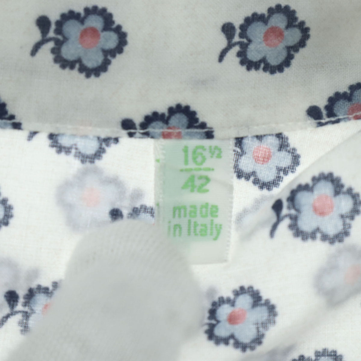 Finamore フィナモレ 花柄 長袖 コットンシャツ ホワイト メンズ