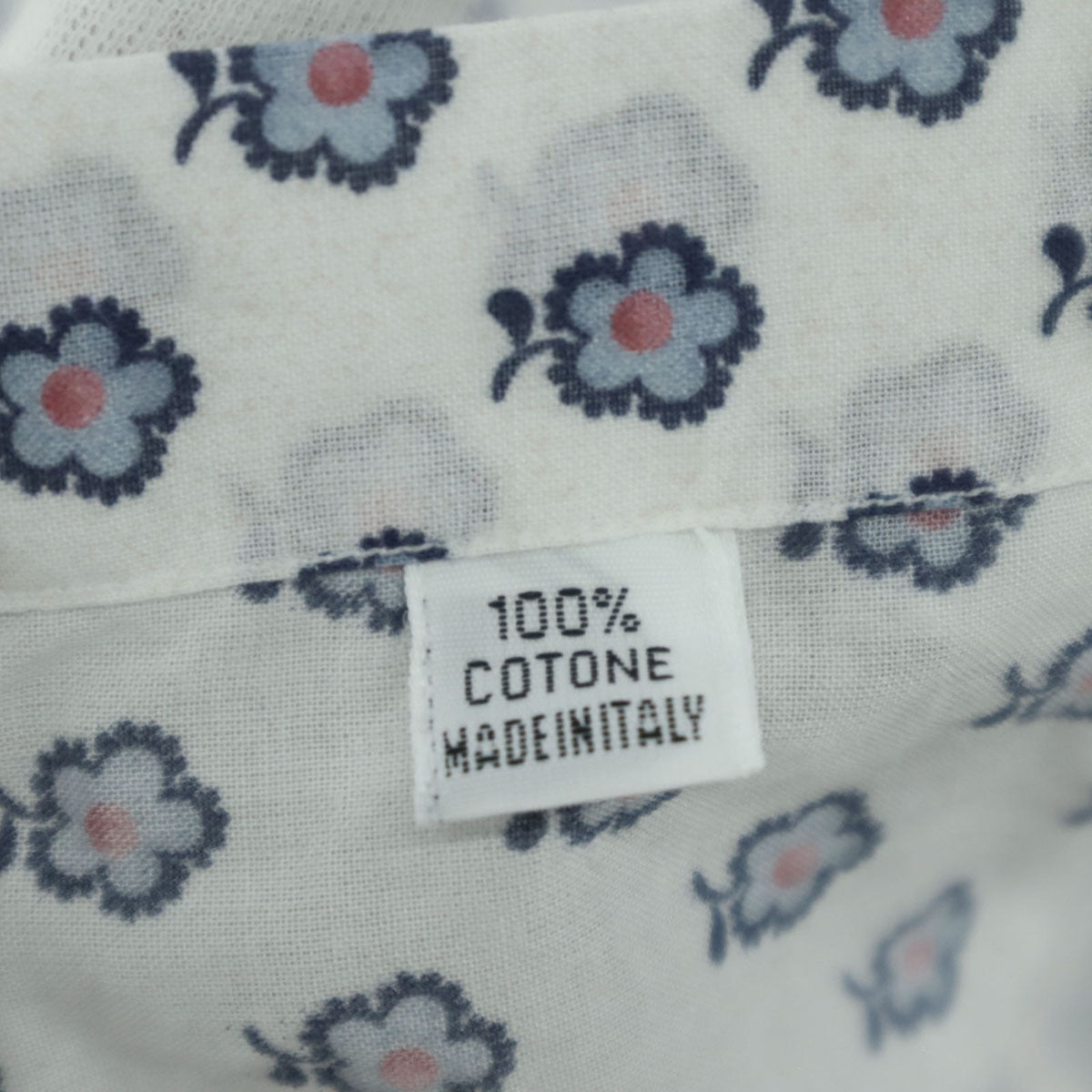 Finamore フィナモレ 花柄 長袖 コットンシャツ ホワイト メンズ