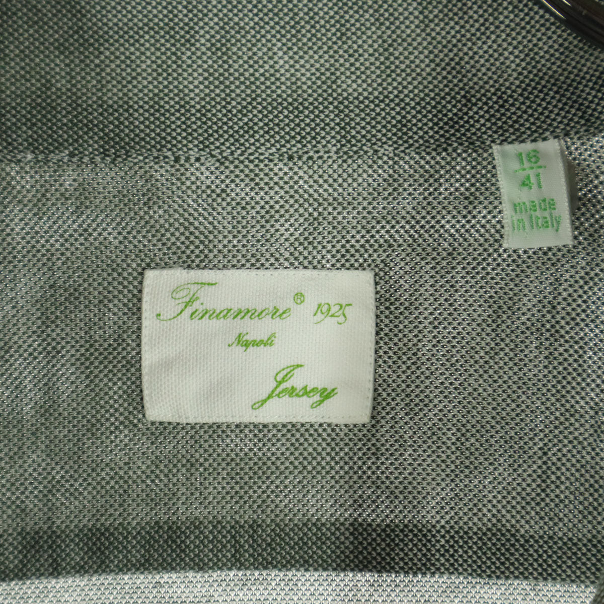 美品 Finamore フィナモレ イタリア製 長袖 コットンシャツ 16/41 グレー系 メンズ
