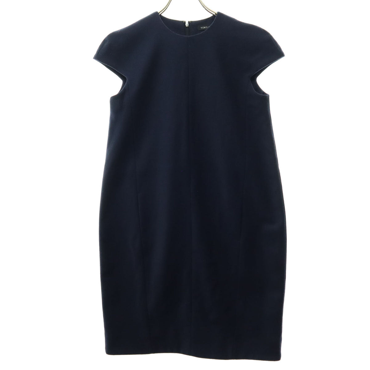 美品 YOKO CHAN ヨーコチャン ウールブレンド ノースリーブ ワンピース 38 ネイビー レディース