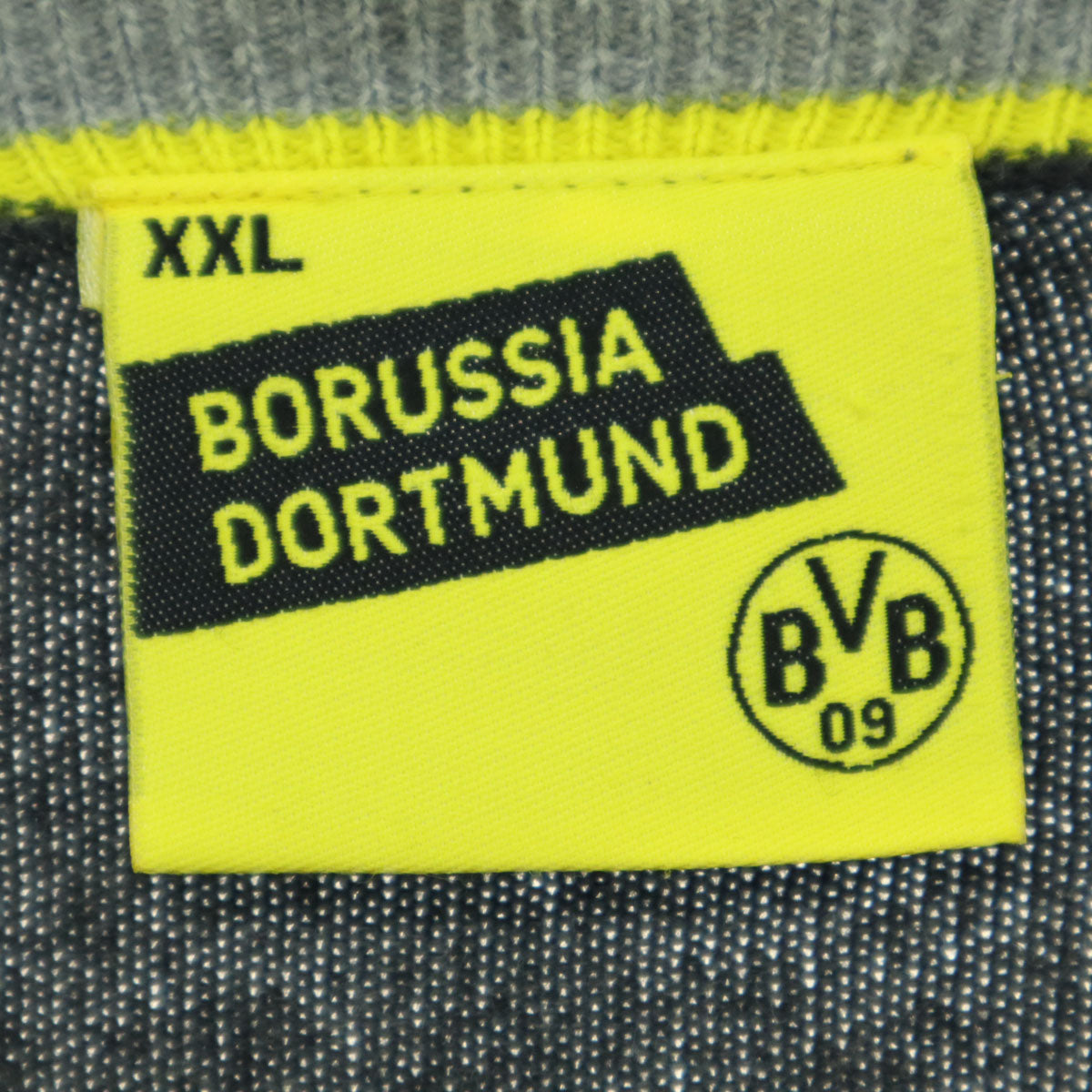 BORUSSIA DORTMUND ボルシアドルトムント エルボーパッチ ワンポイント刺繍 サッカー 長袖 Ｖネック ニット XXL グレー系 メンズ