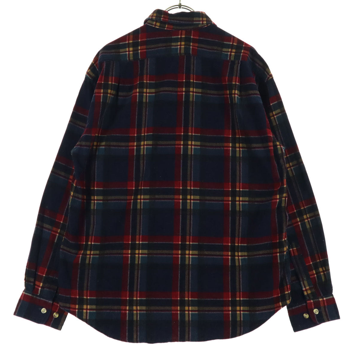 美品 The Disney Store ディズニーストア チェック柄 長袖 ネルシャツ S ネイビー ミッキー メンズ