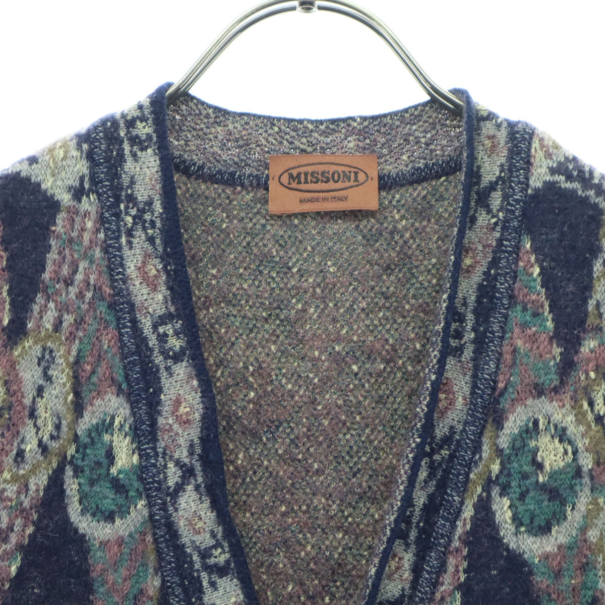 Missoni ミッソーニ 総柄 ノースリーブ ニットベスト 50 ネイビー レディース
