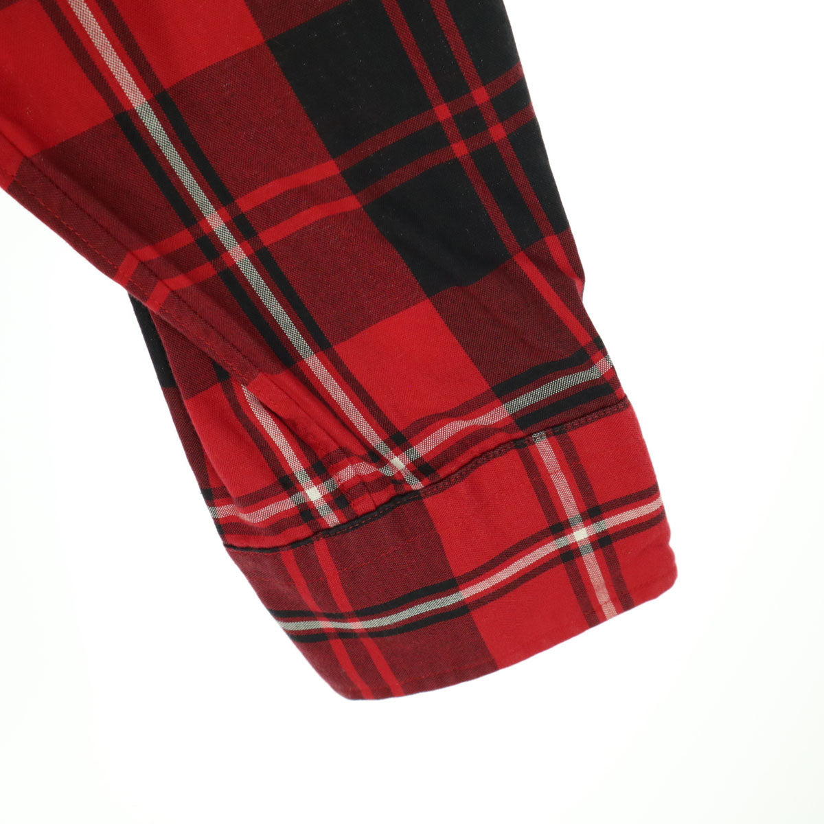 Mackintosh マッキントッシュ 日本製 チェック柄 長袖 ホリゾンタルカラー コットンシャツ L レッド 三陽商会 メンズ