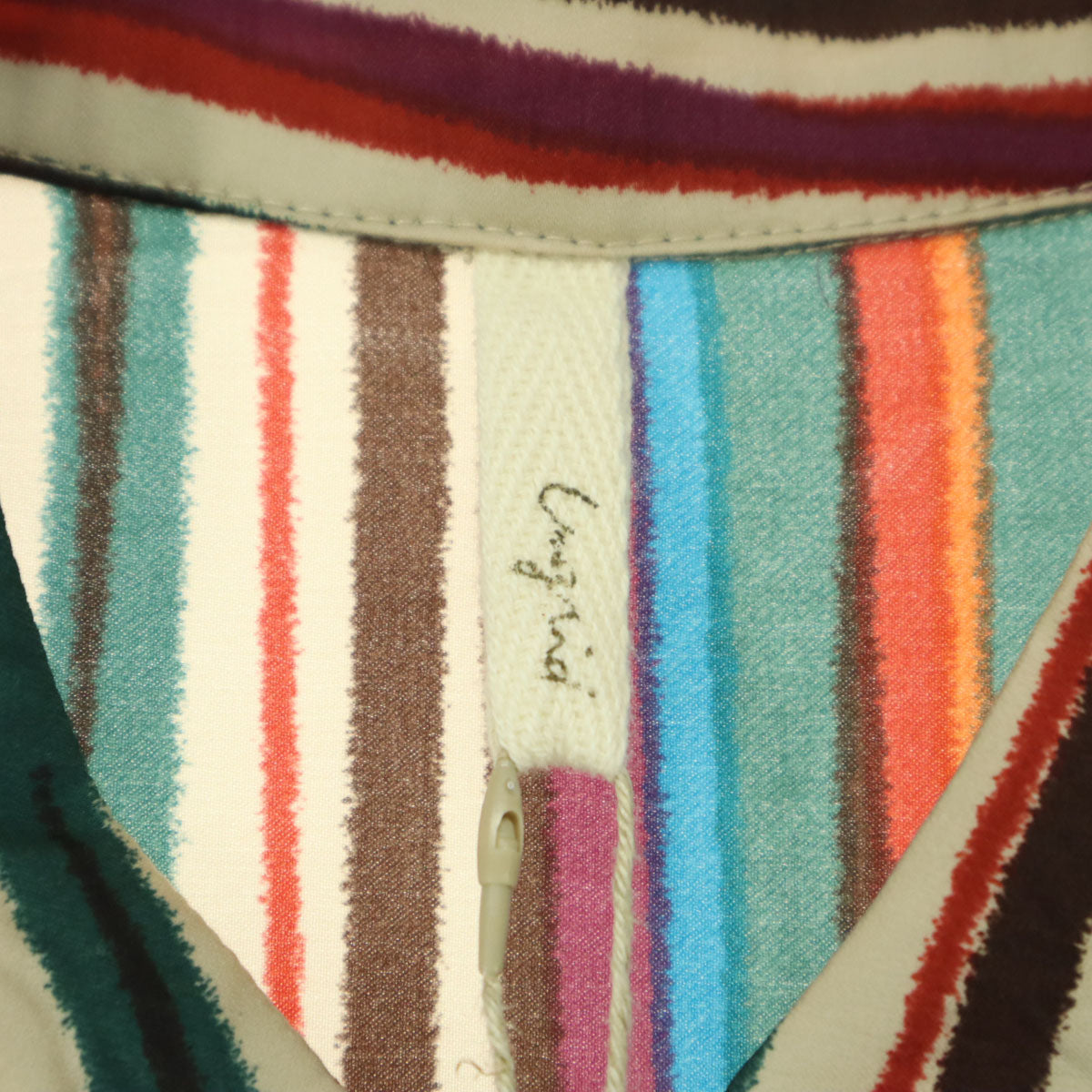 未使用 Ungrid アングリッド ストライプ柄　花柄 長袖 ガウン F ベージュ系 レディース