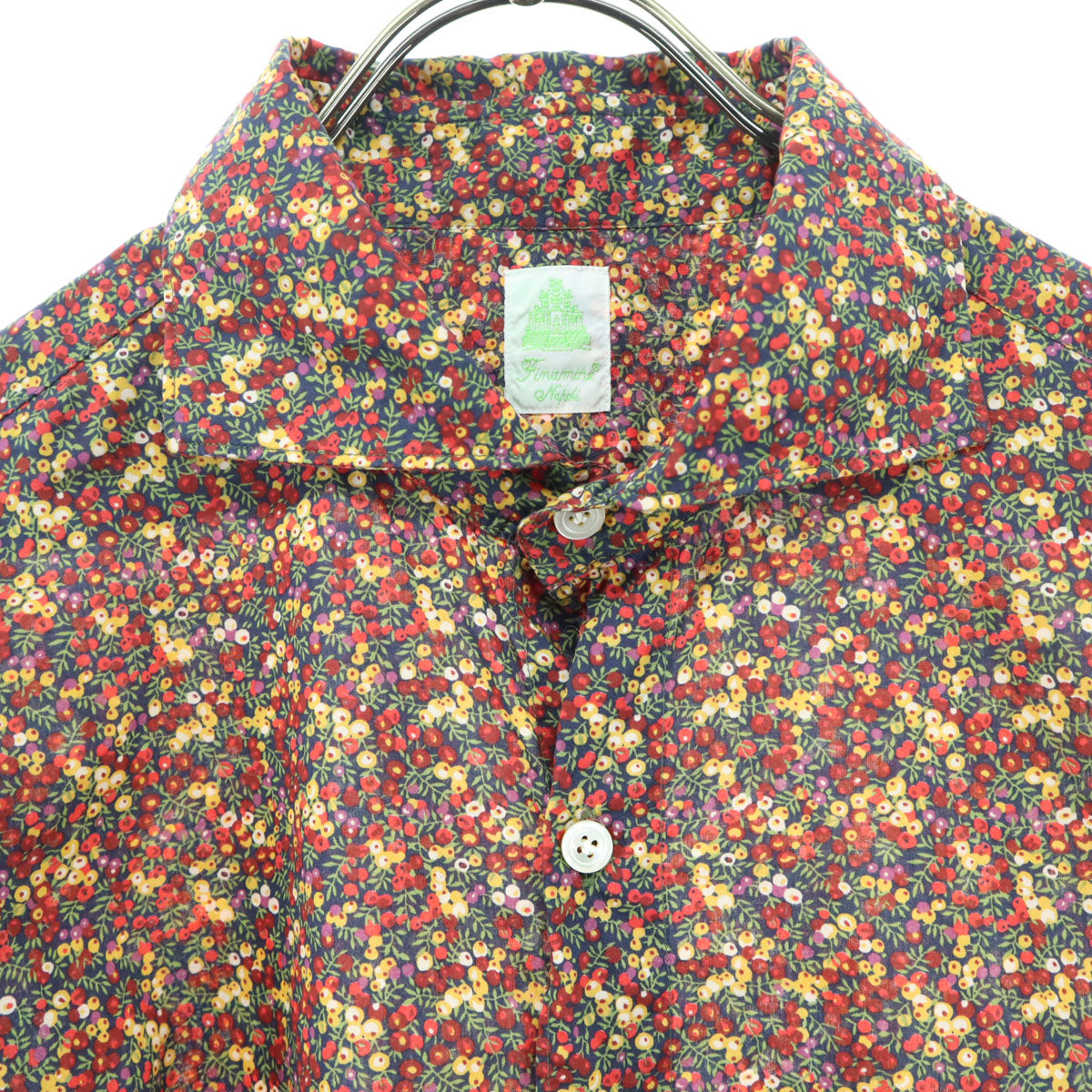Finamore フィナモレ イタリア製 花柄 長袖 シャツ レッド系 レディース