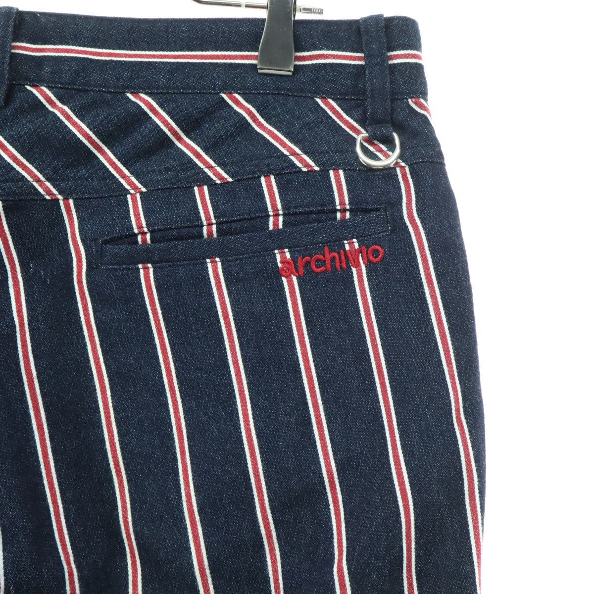 美品 ARCHIVIO アルチビオ ストライプ柄 ゴルフ ロングパンツ 48 ブラック メンズ