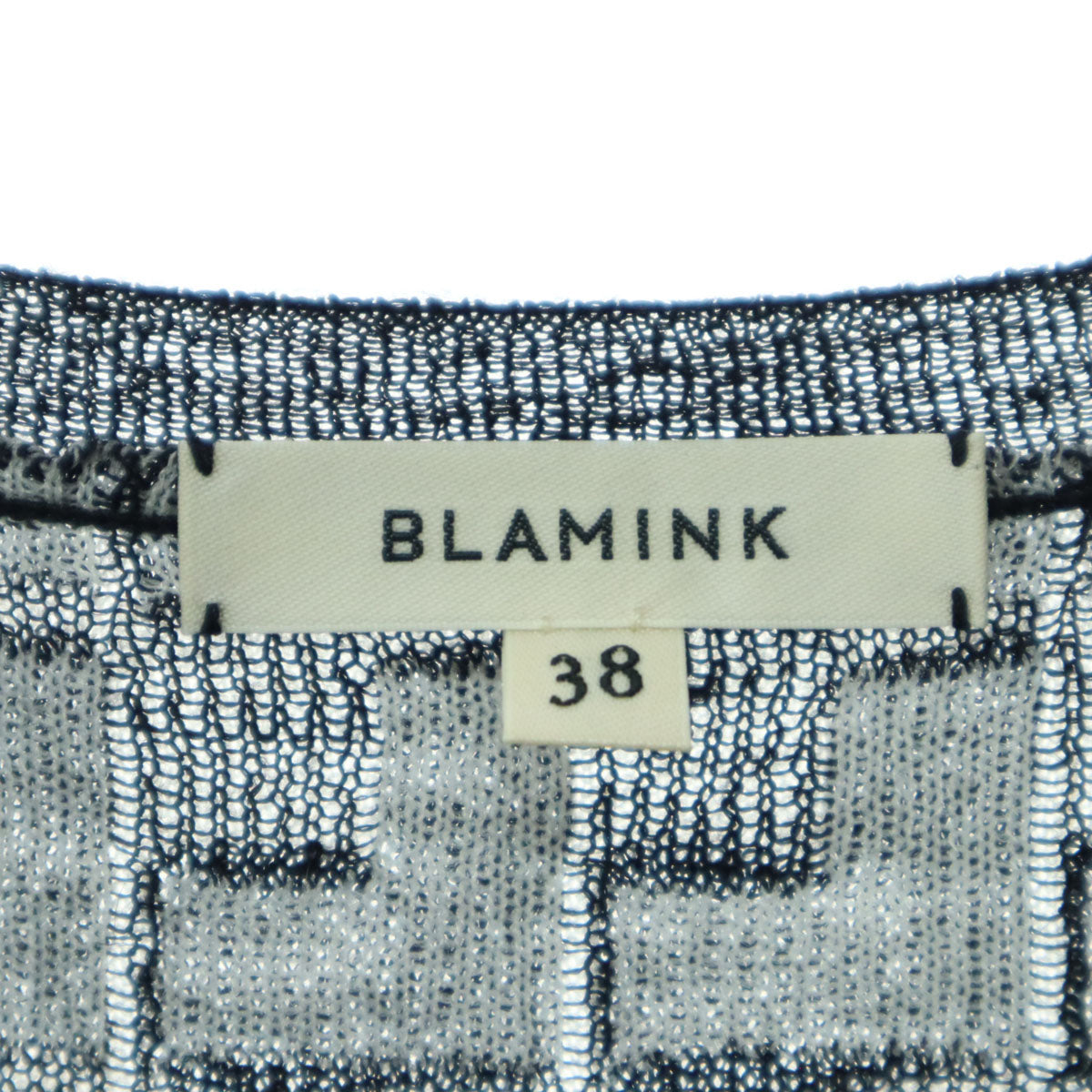 美品 BLAMINK ブラミンク 総柄 ノースリーブ サマー ニット 38 ブラック レディース