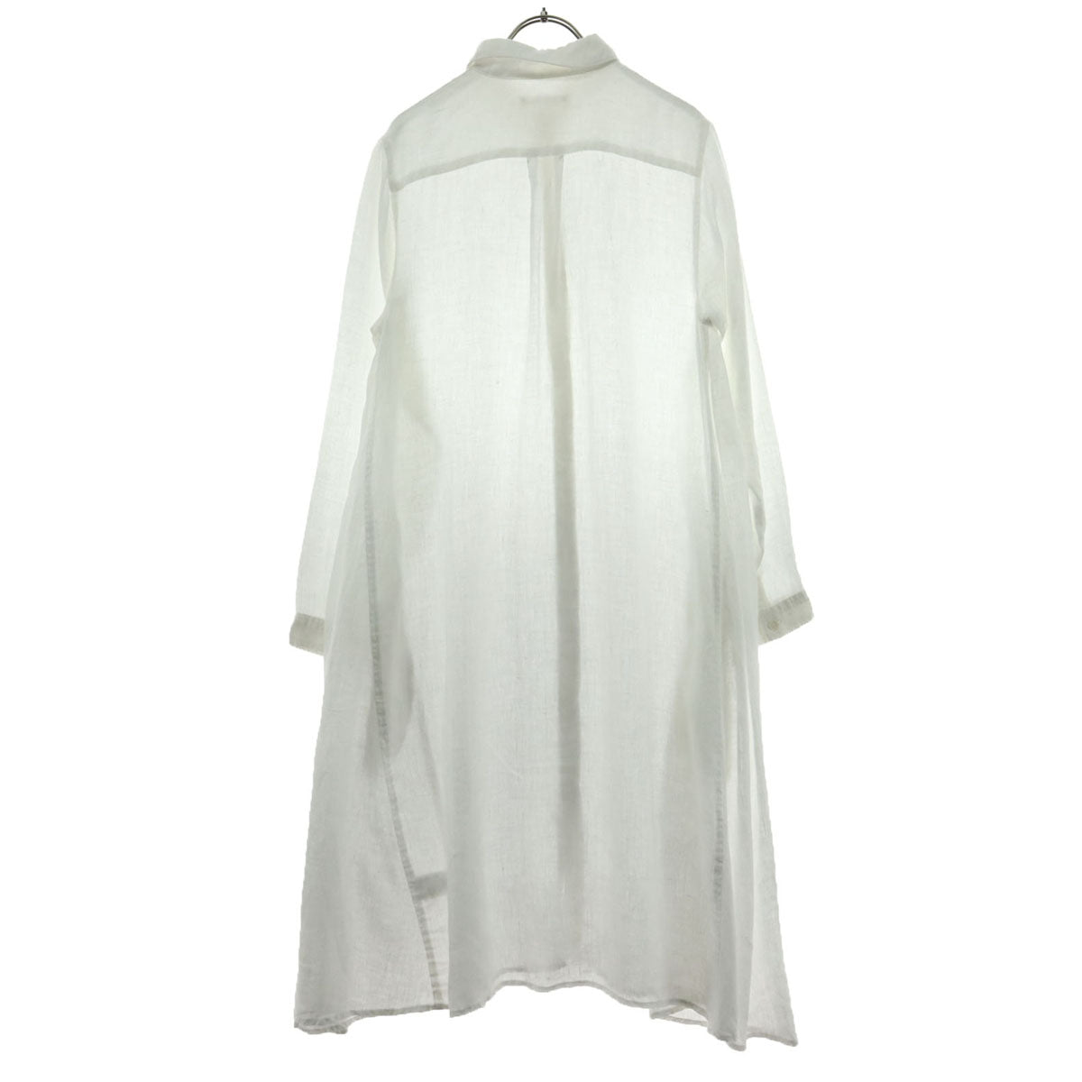 美品 ichi イチ リネン 長袖 シャツワンピース アイボリー レディース