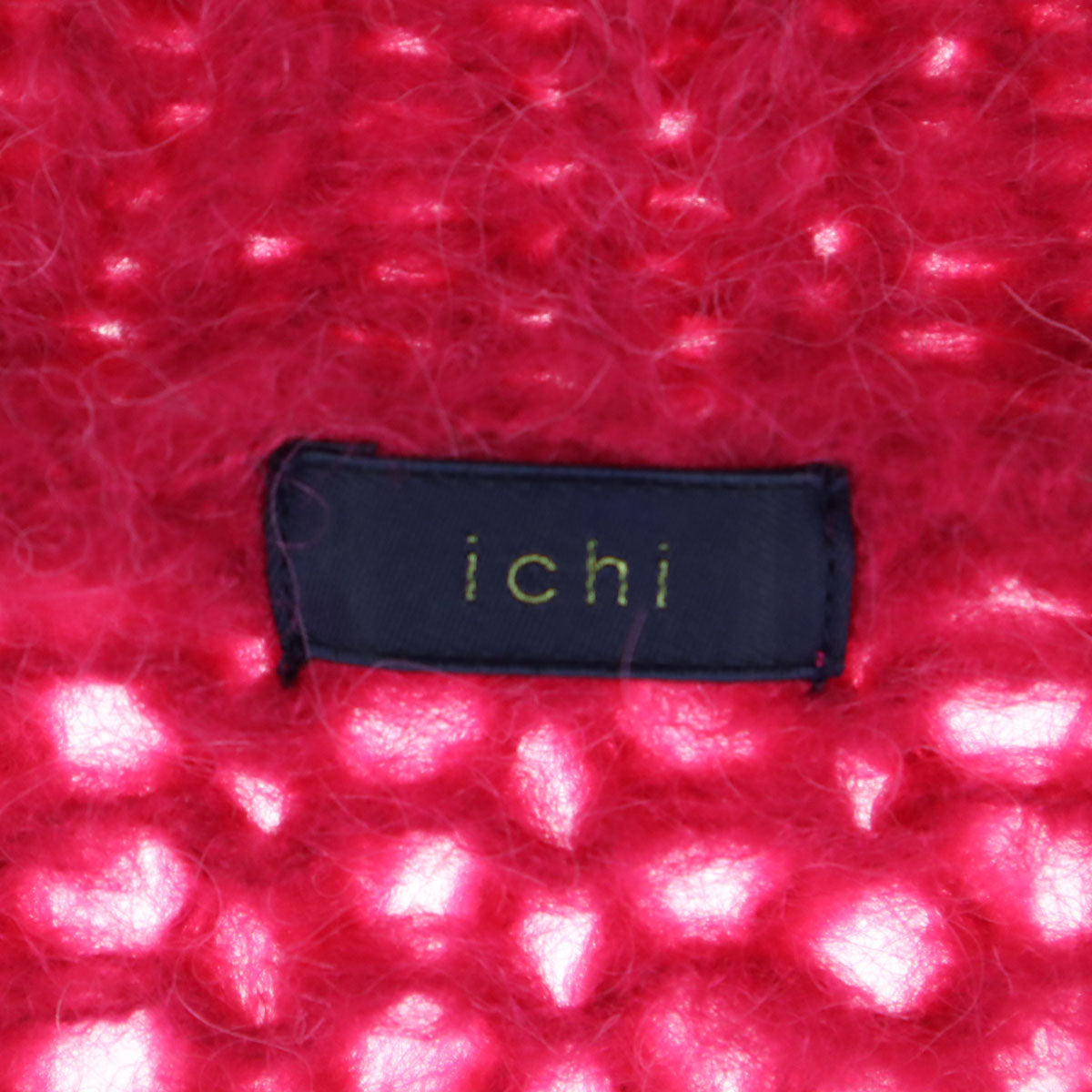 美品 ichi イチ 長袖 ニットカーディガン F レッド レディース