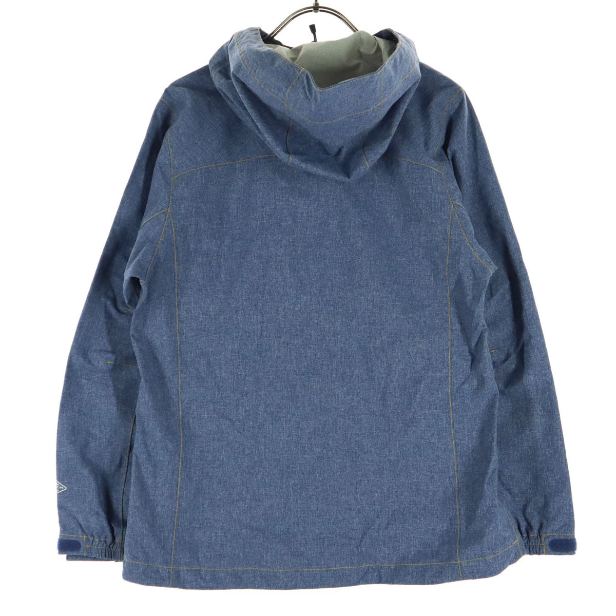 美品 Columbia コロンビア オムニテック ロゴ刺繍 フード付 ウインドブレーカー M ブルー waterproof breathble 胸ポケットチャック付 レディース