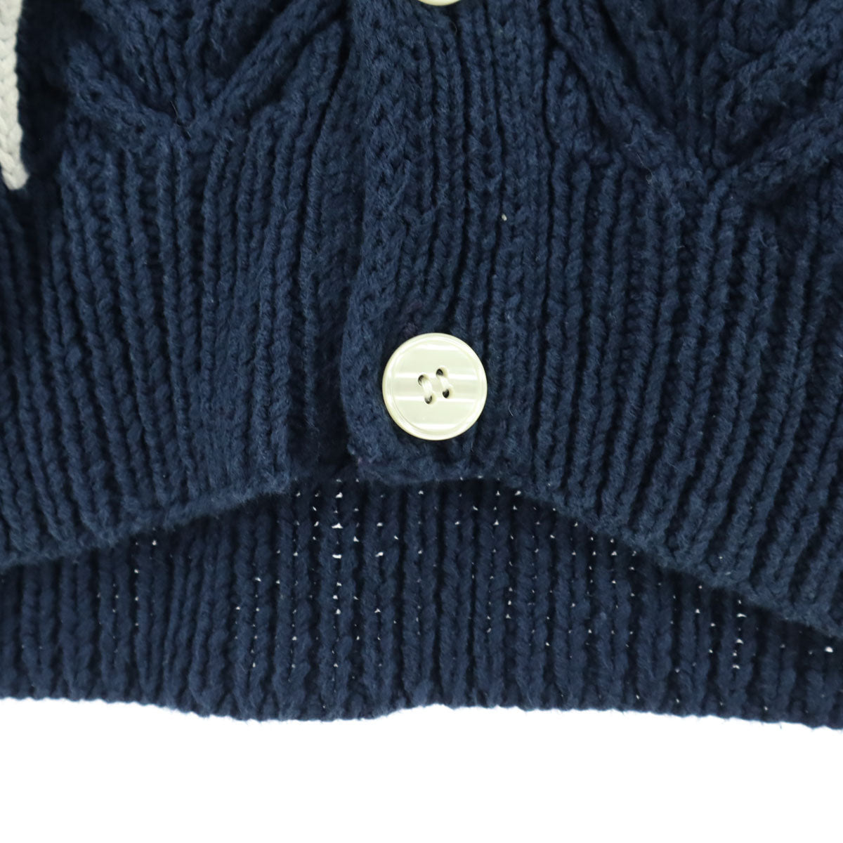 JOHN ASHFORD SPORT ジョンアッシュフォードスポーツ 90s オールド ストライプ柄 長袖 アラン ニットカーディガン L ネイビー メンズ