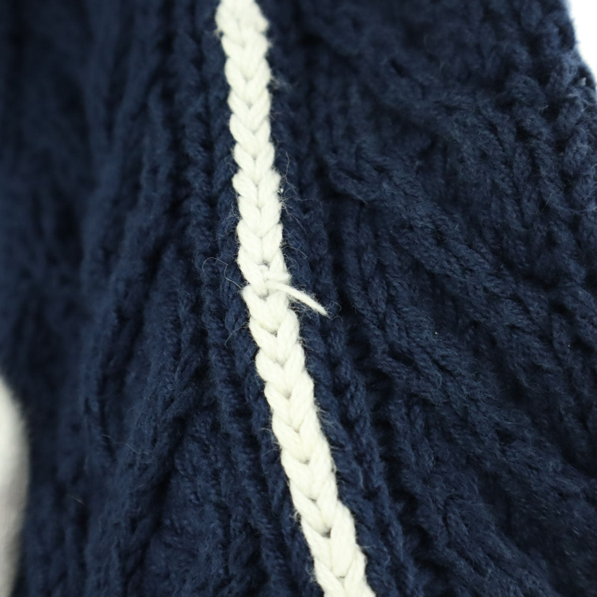 JOHN ASHFORD SPORT ジョンアッシュフォードスポーツ 90s オールド ストライプ柄 長袖 アラン ニットカーディガン L ネイビー メンズ