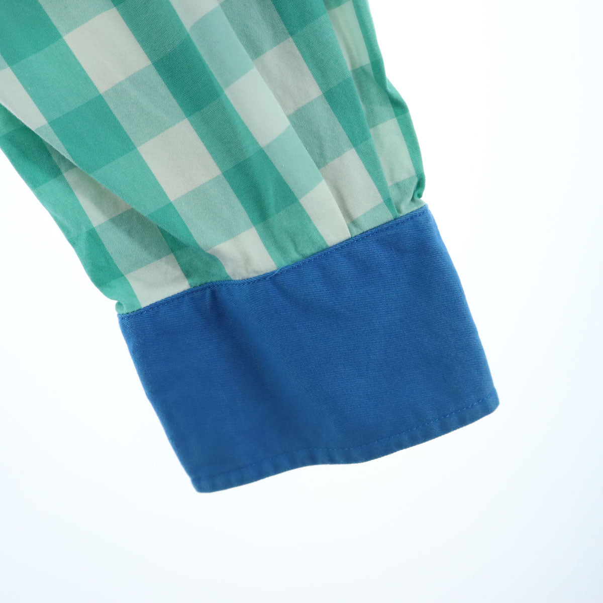 PHENOMENON フェノメノン 日本製 チェック柄 長袖 クレイジーパターン コットンシャツ L グリーン系 前胸ポケット メンズ