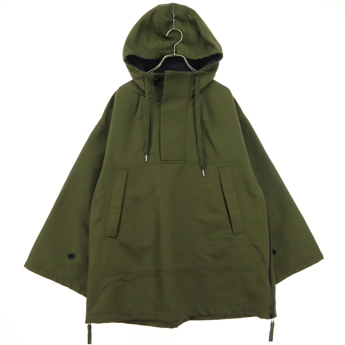 美品 CLANE クラネ 長袖 サイドジップアノラックパーカー マウンテンパーカー 1 カーキ 13103-0412 メンズ