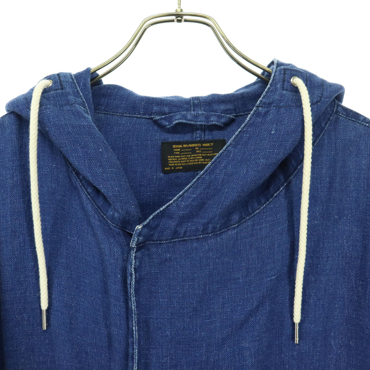 varde77 バルデセブンティセブン 日本製 長袖 リネン モッズコート 2 ブルー インディゴ メンズ