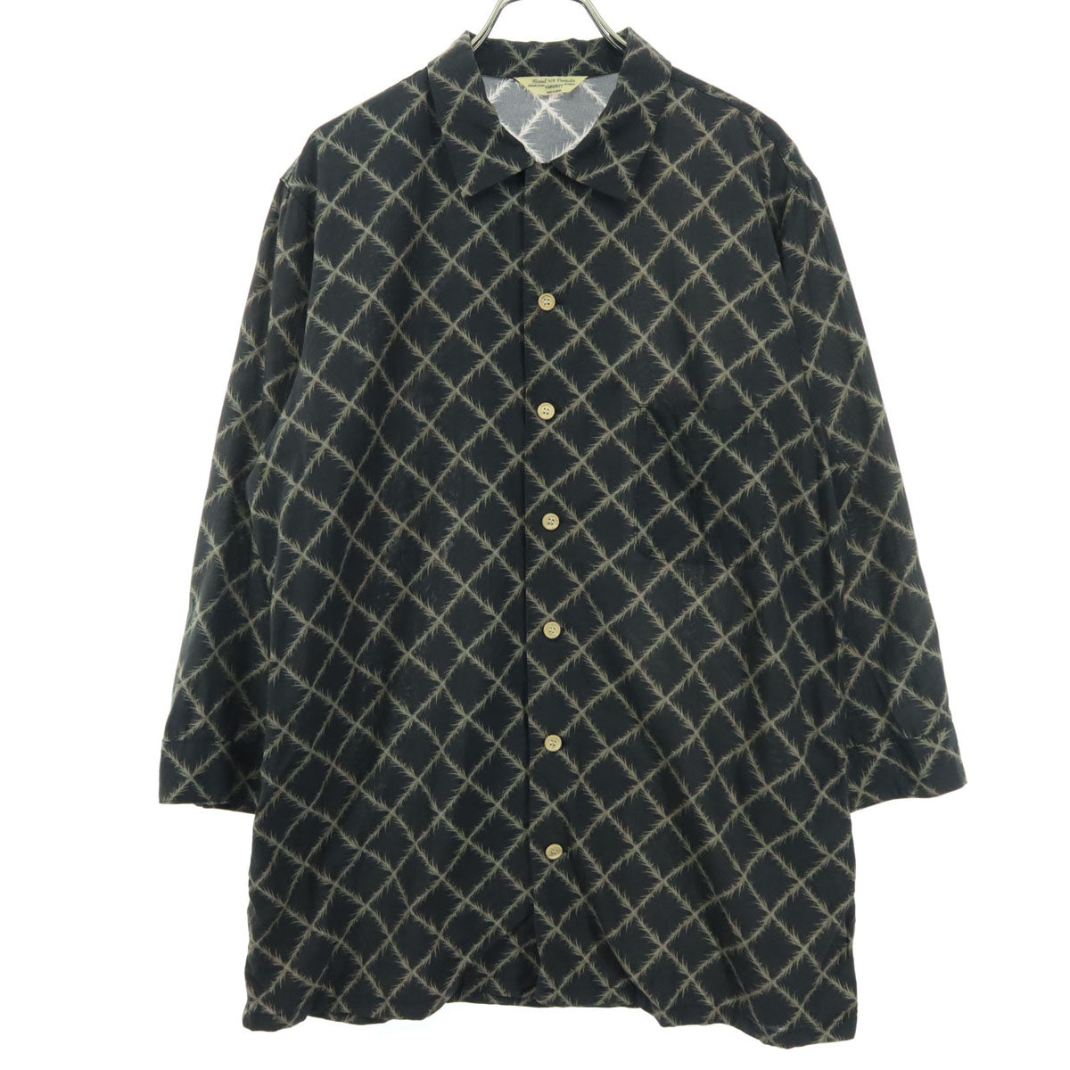 美品 varde77 バルデセブンティセブン 日本製 総柄 長袖 オープンカラーシャツ 3 グレー メンズ