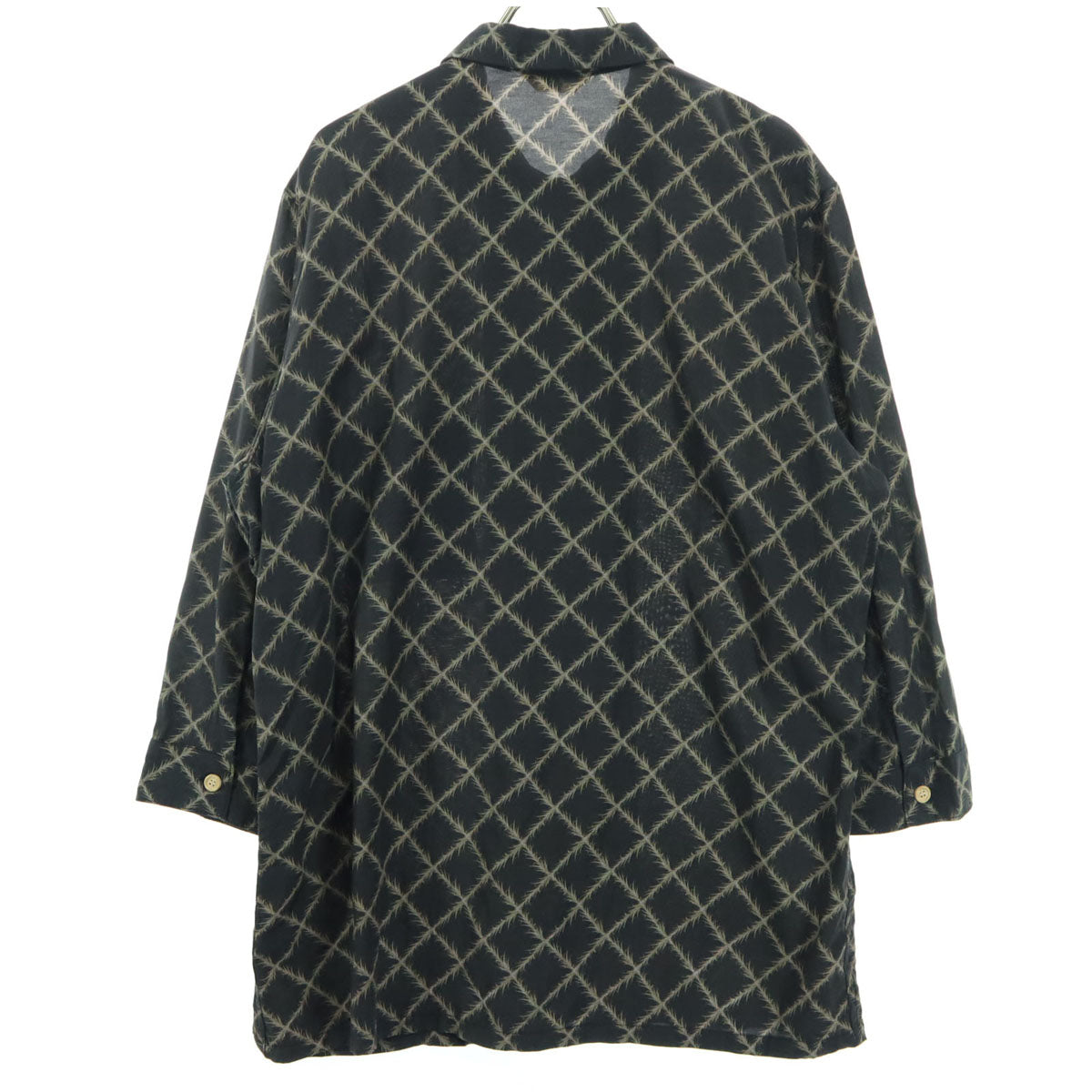 美品 varde77 バルデセブンティセブン 日本製 総柄 長袖 オープンカラーシャツ 3 グレー メンズ