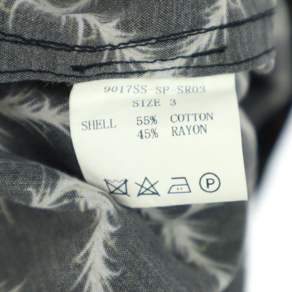 美品 varde77 バルデセブンティセブン 日本製 総柄 長袖 オープンカラーシャツ 3 グレー メンズ