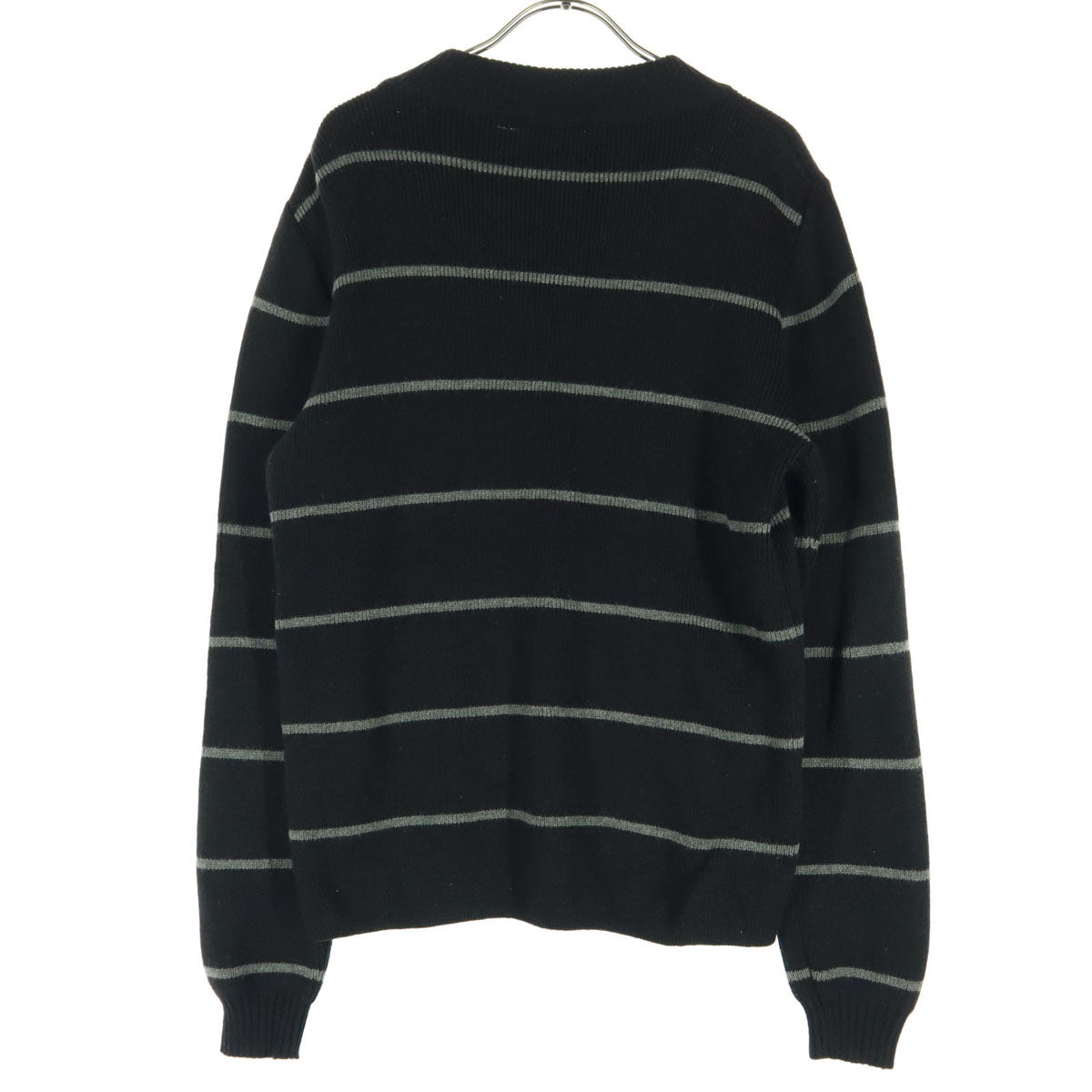 MICHAEL TAPIA マイケルタピア フランス製 ウールブレンド ボーダー柄 長袖 ニット M ブラック セーター メンズ