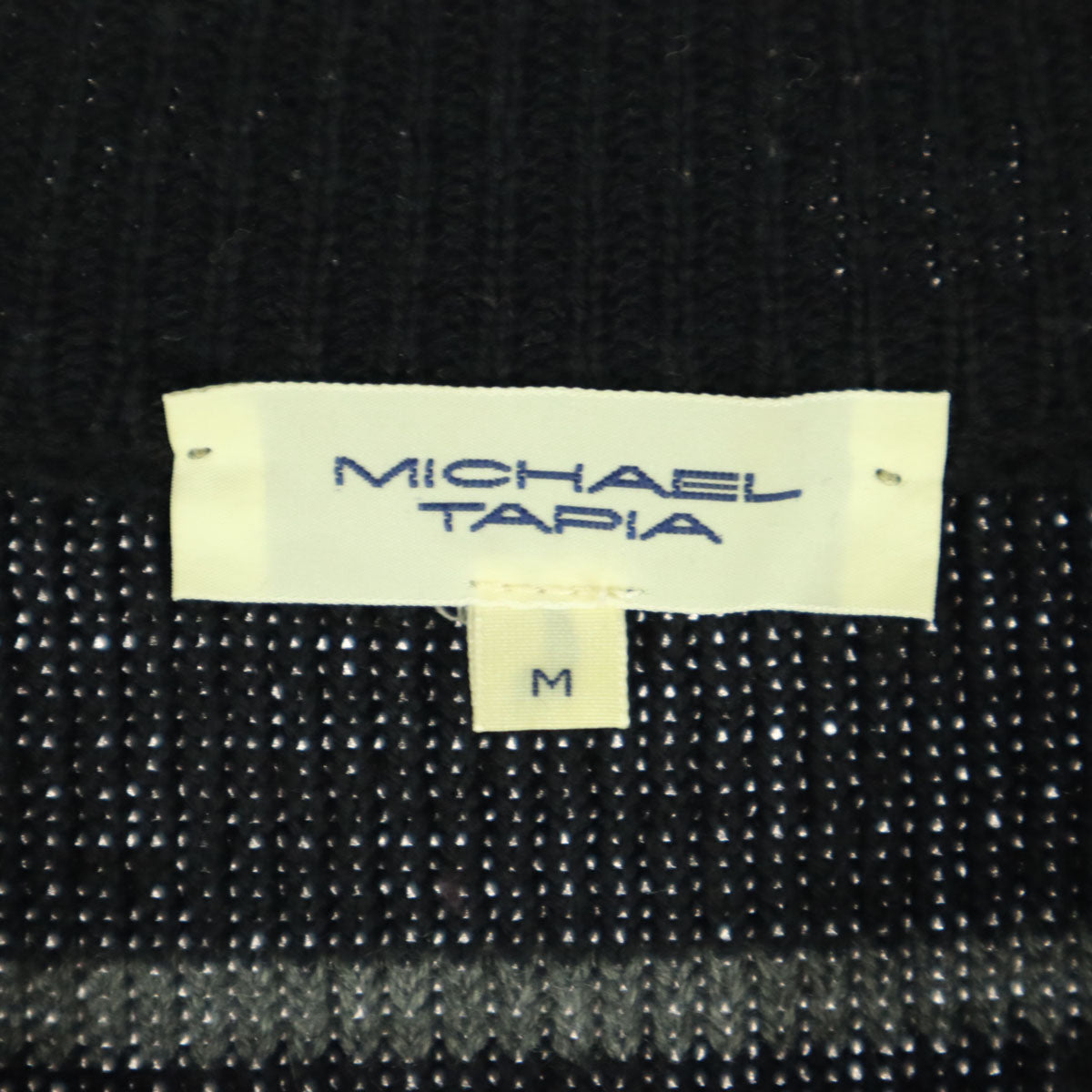 MICHAEL TAPIA マイケルタピア フランス製 ウールブレンド ボーダー柄 長袖 ニット M ブラック セーター メンズ