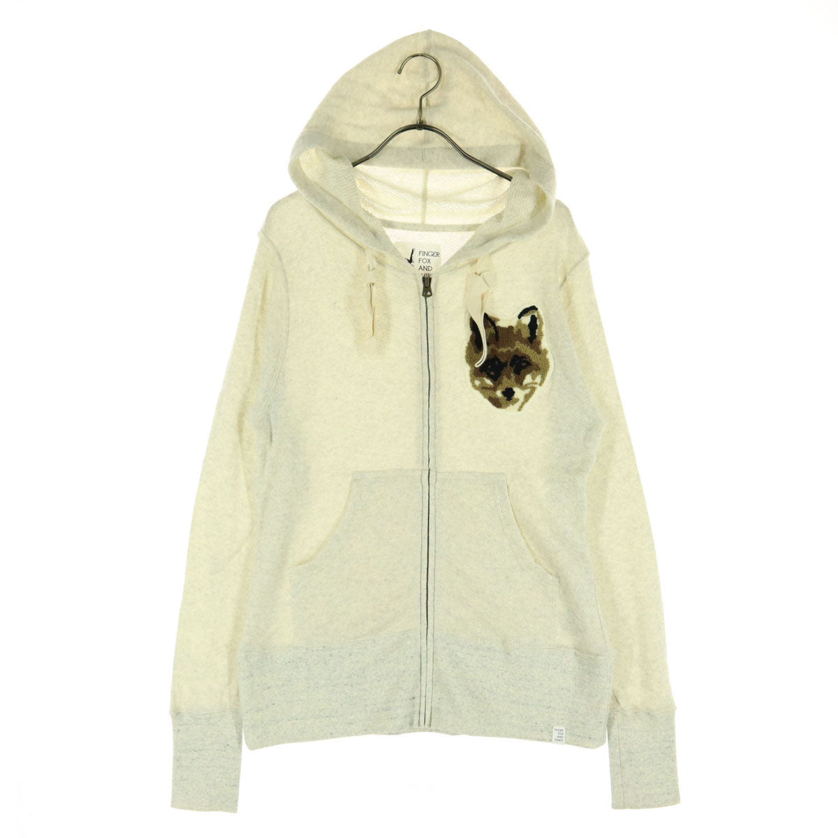 未使用 FINGER FOX AND SHIRTS フィンガーフォックスアンドシャツ 日本製 ワッペン 長袖 ジップパーカー M ホワイト系 メンズ