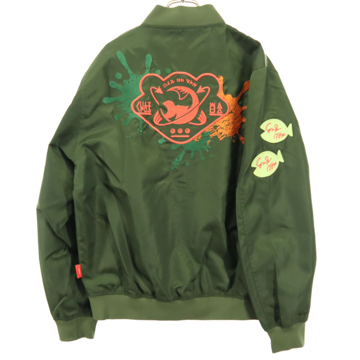 美品 Nintendo 任天堂 SALMON RUN Splatoon3 刺繍 長袖 ブルゾン L カーキ ジャケット スプラトゥーン 外袋付 メンズ
