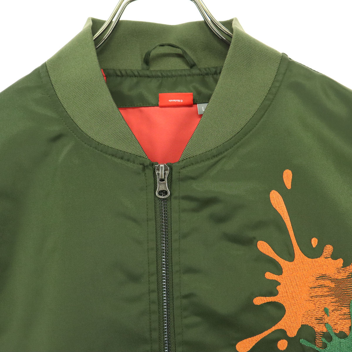 美品 Nintendo 任天堂 SALMON RUN Splatoon3 刺繍 長袖 ブルゾン L カーキ ジャケット スプラトゥーン 外袋付 メンズ