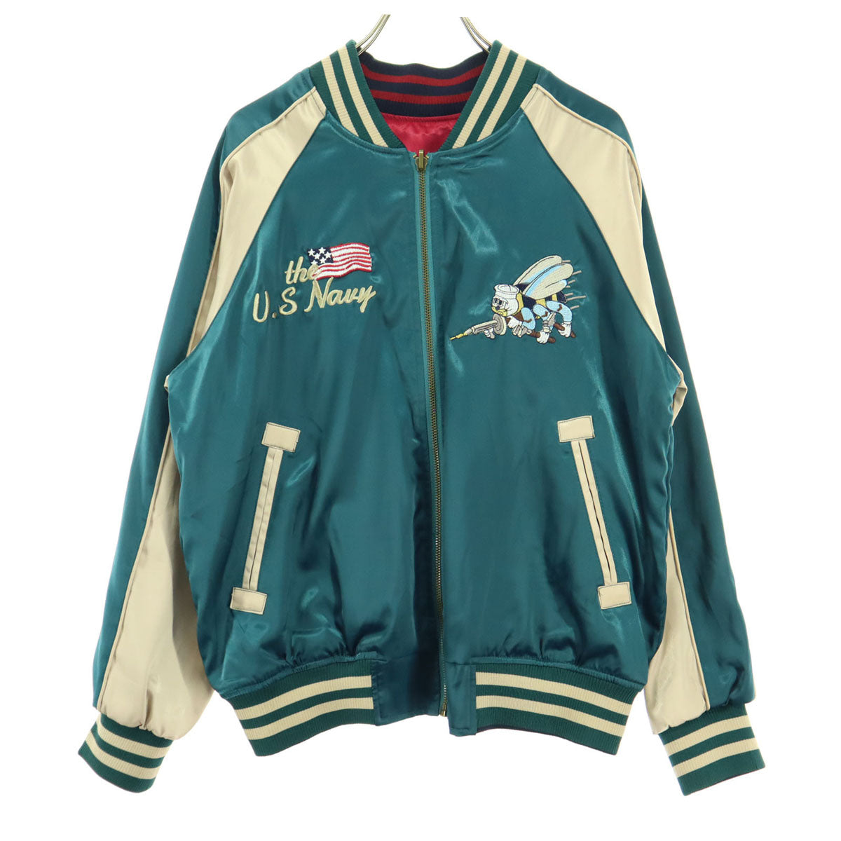 MIULIFE ミウライフ 刺繍 リバーシブル スカジャン L レッド メンズ