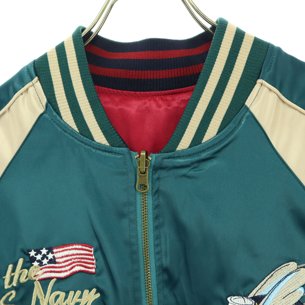 MIULIFE ミウライフ 刺繍 リバーシブル スカジャン L レッド メンズ