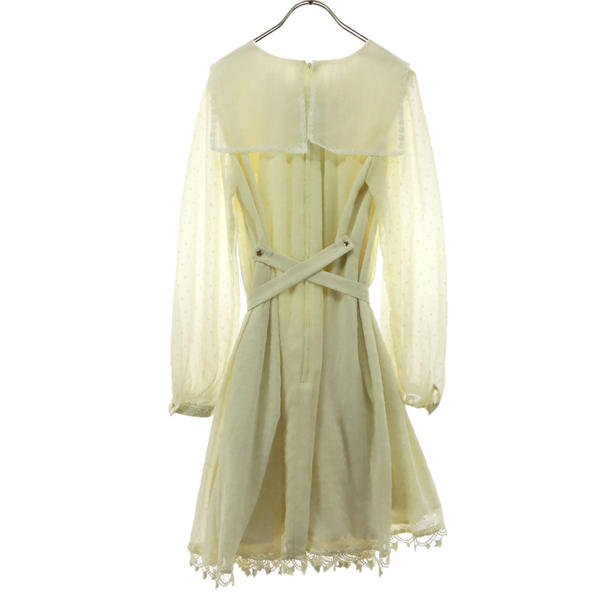 Angelic Pretty アンジェリックプリティ ほし柄 長袖 シアー 膝丈ワンピース アイボリー レース シースルー レディース