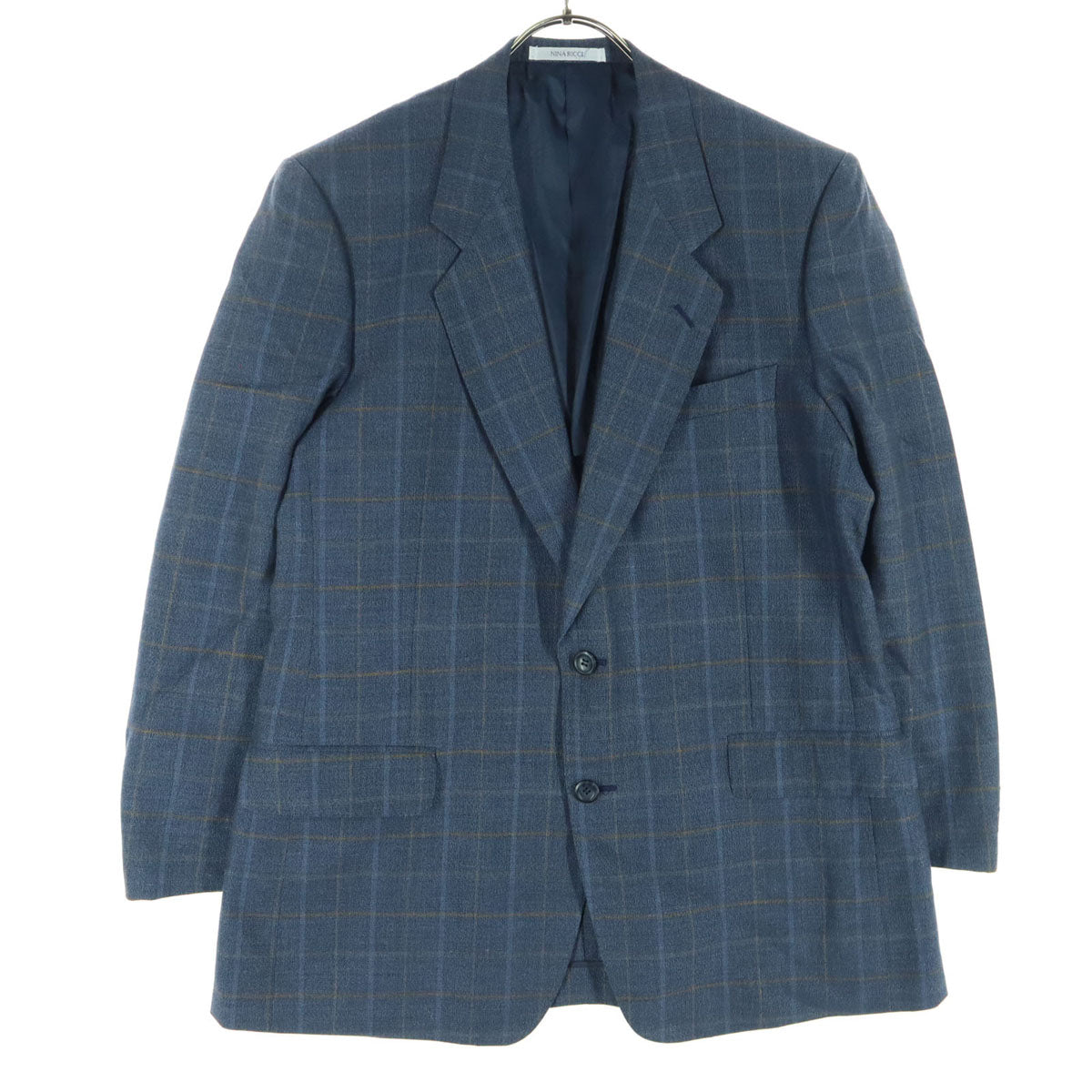 NINA RICCI ニナリッチ チェック柄 長袖 テーラードジャケット グレー メンズ