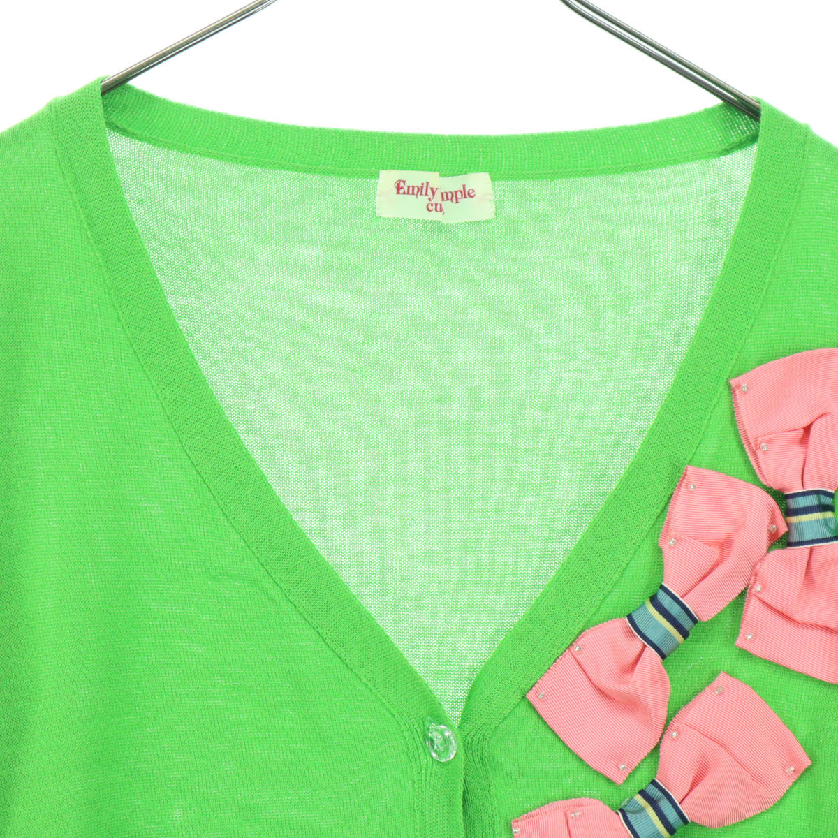 EmilyTemple cute エミリーテンプルキュート 長袖 ニットカーディガン グリーン リボン レディース