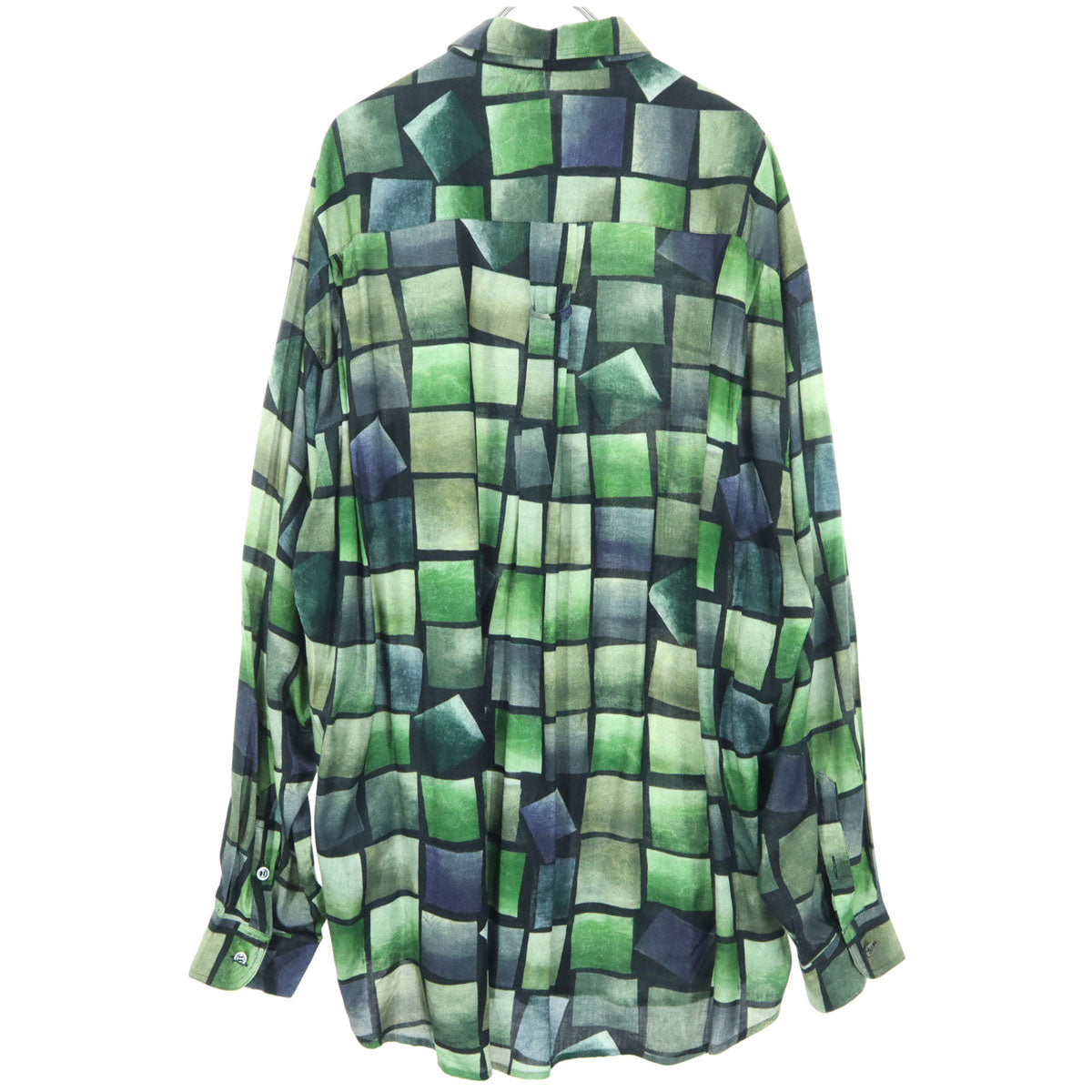 美品 Pal Zileri パルジレリ イタリア製 長袖 トロミ シャツ XL グリーン系 胸ポケット メンズ