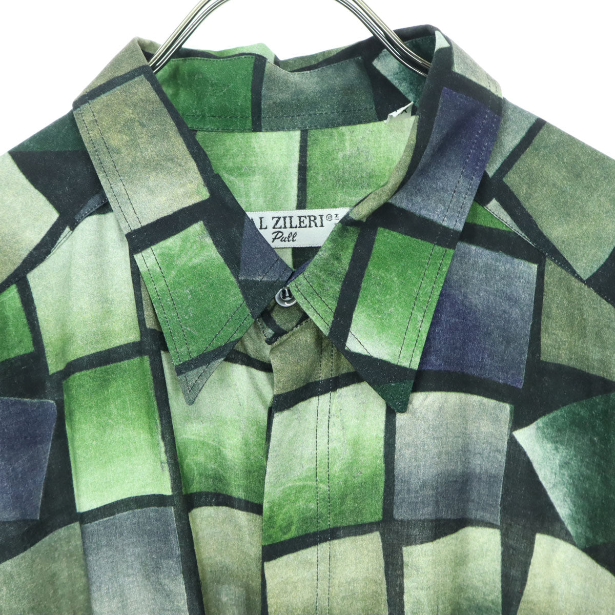 美品 Pal Zileri パルジレリ イタリア製 長袖 トロミ シャツ XL グリーン系 胸ポケット メンズ