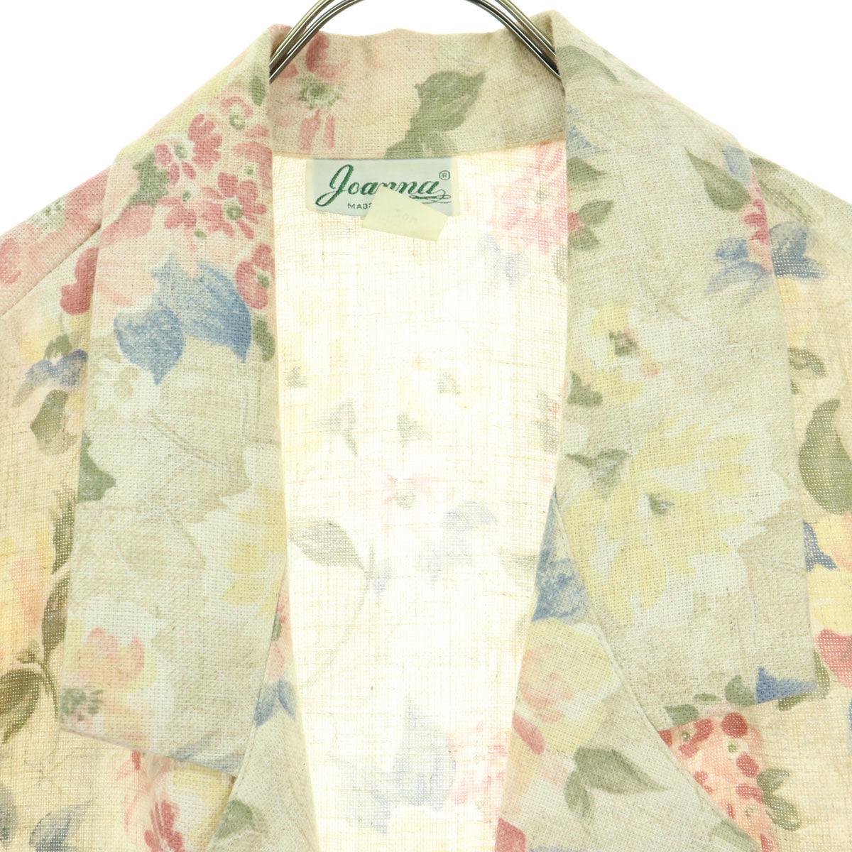Joanna ジョアンナ 80s 90s オールド USA製 花柄 長袖 テーラードジャケット 20w ベージュ系 レディース
