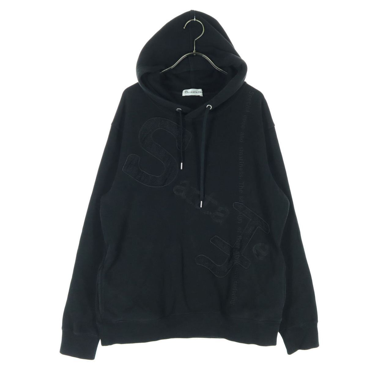 santa fe サンタフェ 日本製 刺繍 長袖 パーカー 50 ブラック メンズ