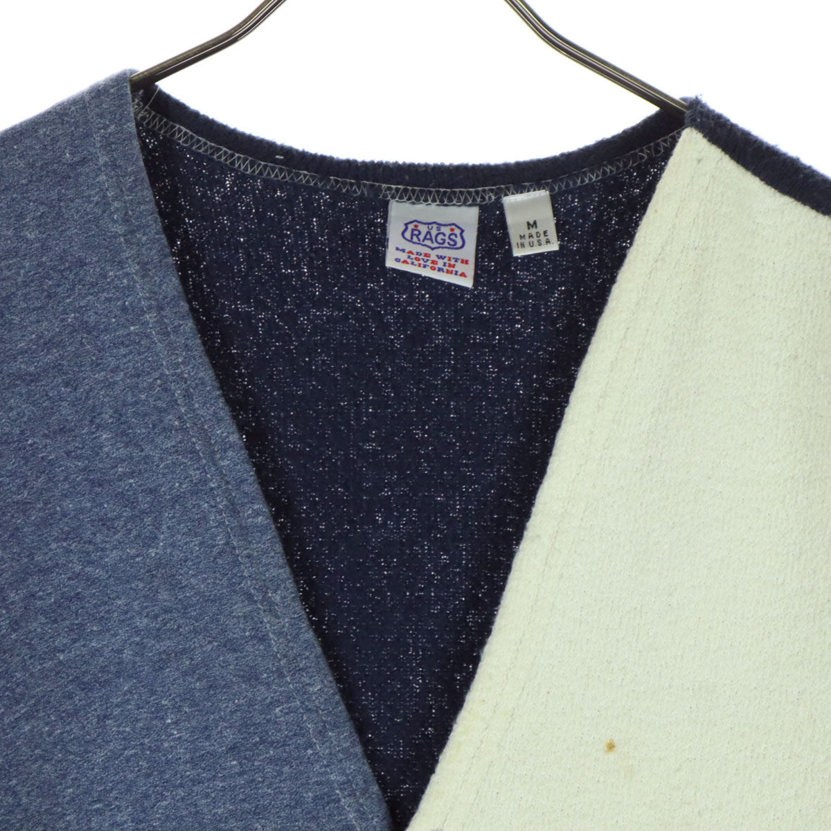 US RAGS ユーエスラグス USA製 長袖 ニットカーディガン M ブルー系 メンズ