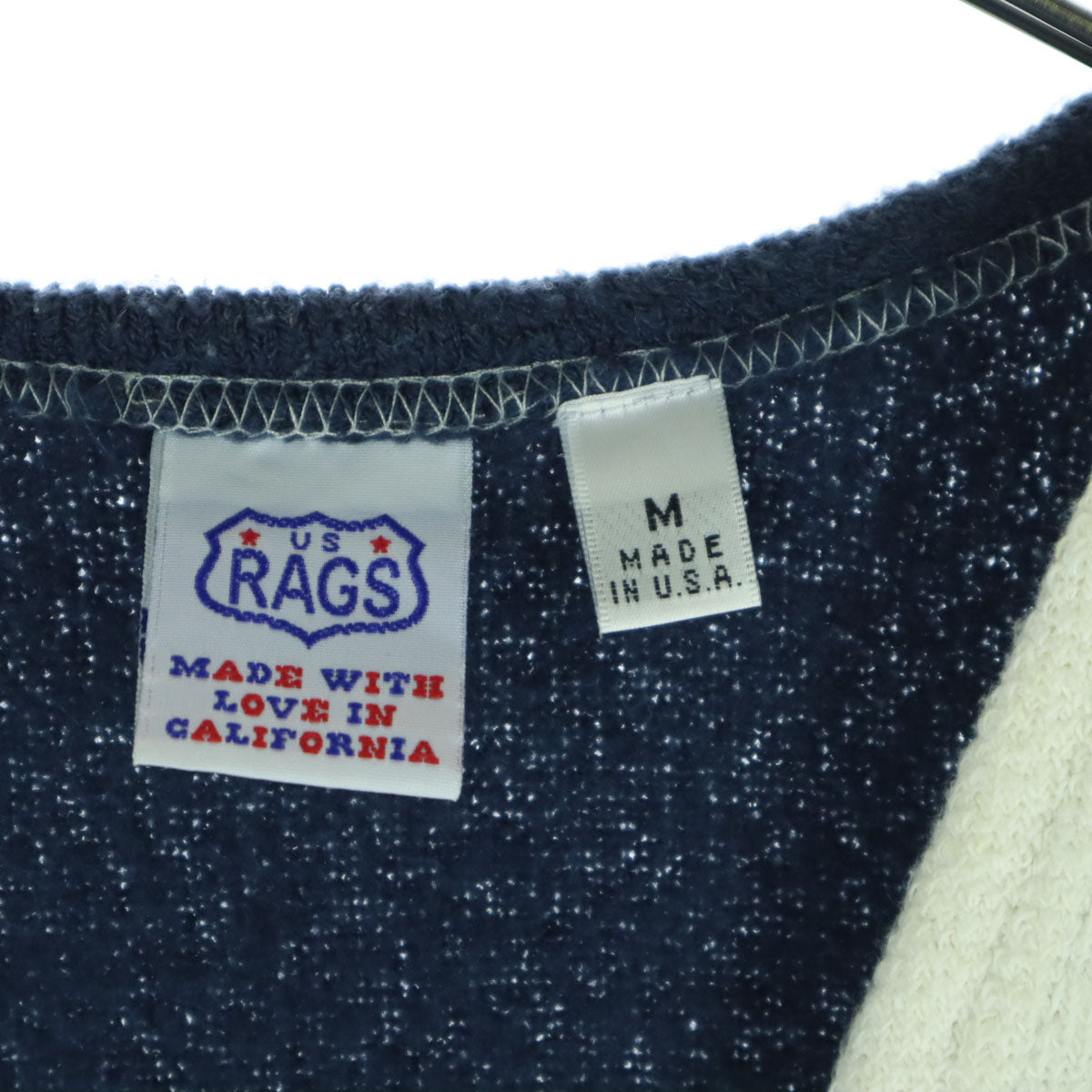 US RAGS ユーエスラグス USA製 長袖 ニットカーディガン M ブルー系 メンズ