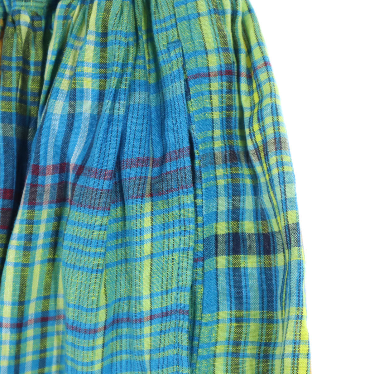 美品 ICHI Antiquites イチアンティークス 日本製 チェック柄 ロング丈 フレアスカート ブルー レディース
